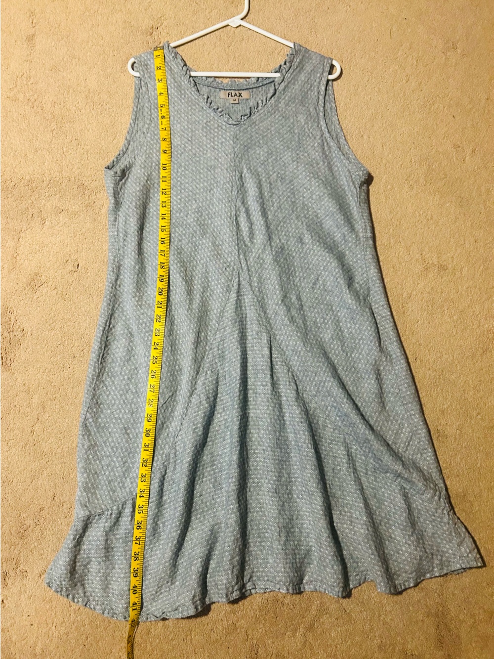 Flax Light Blue Textured Ruffle V-Neck Top - Picture 6 of 6